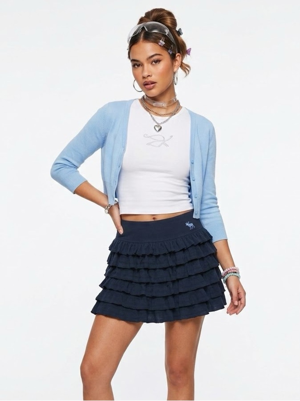 Y2K Abercrombie & Fitch Tiered Mini Skirt Preppy Brat Baddie Micro Tumblr Grunge